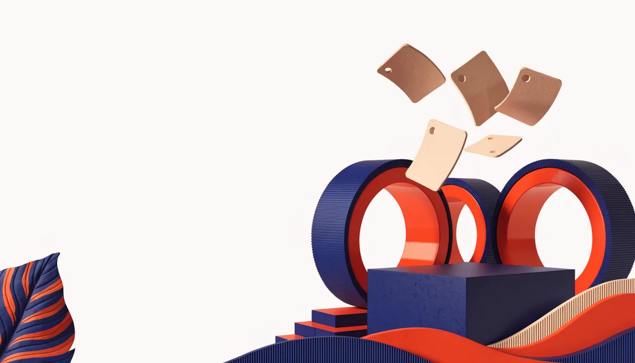 A sculptural illustration of connected digital business tools