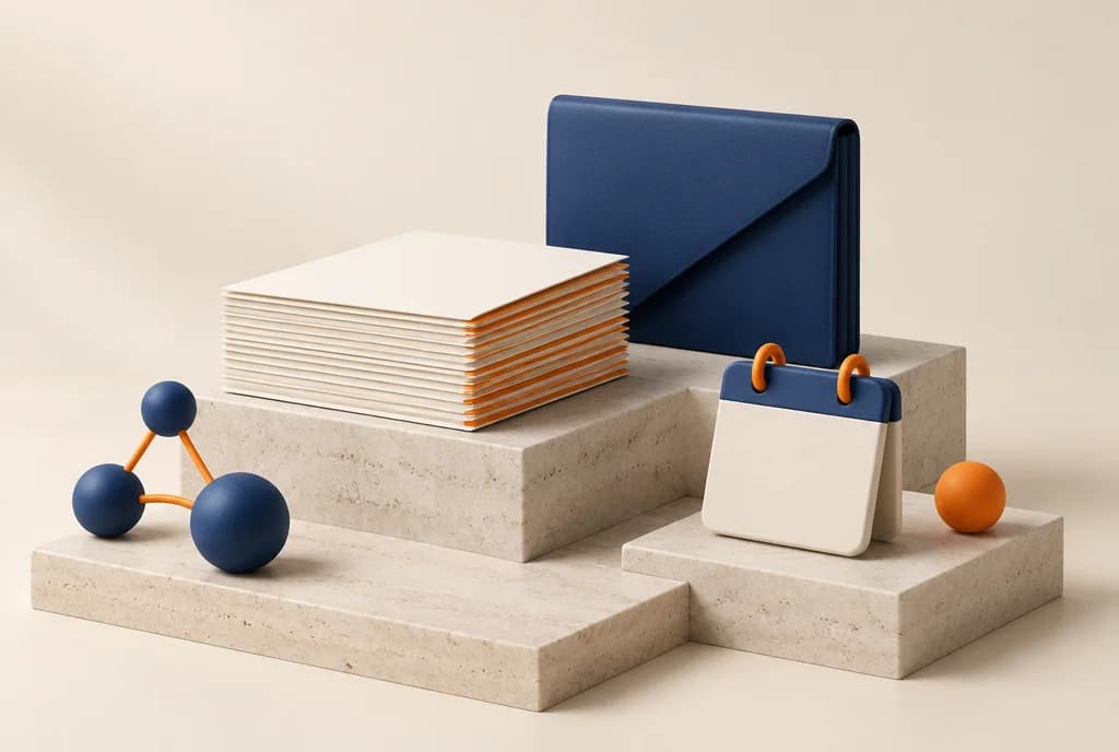 Business tools brought together in a sculptural still life